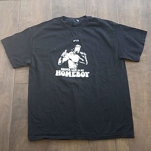VTG BRUCE LEE IS MY HOMEBOY BLACK COTTON TEE MENS LARGE